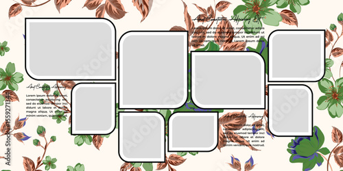 Collage photo frame set creative photo frame  with text 