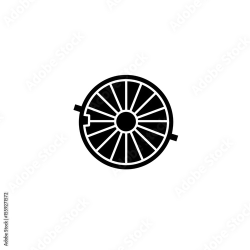 Manhole cover, black vector icon illustration. Maintenance and access to underground utility systems for inspection and repairs