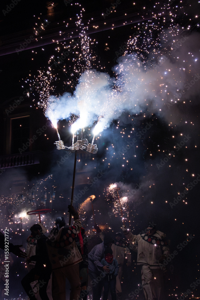 Fototapeta premium Spanish traditional fire festival Correfoc