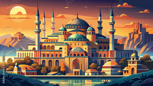 Süleymaniye Mosque, Istanbul, Turkey
Perched on a hill, its wide cascading domes and soaring minarets dominate the cityscape. The marble steps and stone façade capture golden hues from the setting sun