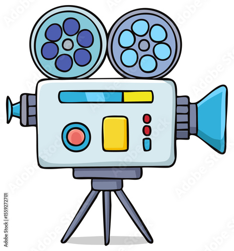 Movie camera clipart illustration, isolated 