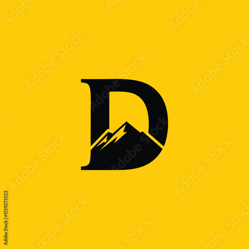 Mountain Inside Letter D Logo Design 