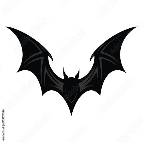 Halloween bat vector illustration with black silhouette and vampire wings design