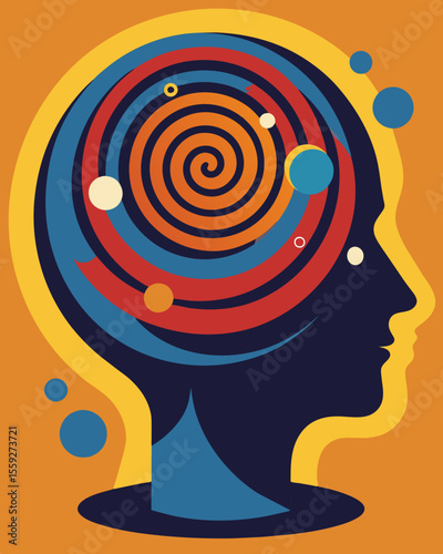 The mind was consumed by a relentless spiral of negativity ping them in a neverending cycle.. Vector illustration