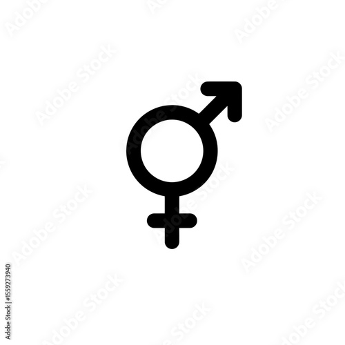 Bigender symbol representing male and female combined. Genderfluid sign of venus and mars together, unity and identity concept	