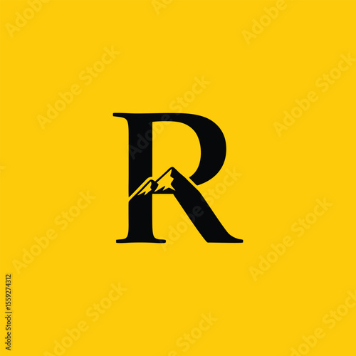 Mountain Inside Letter R Logo Design 