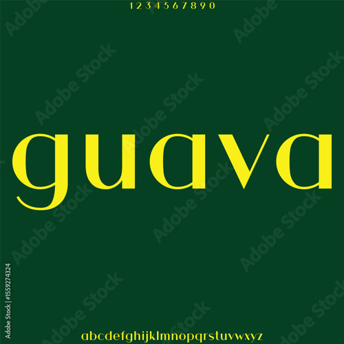 Modern rounded guava alphabet display font vector illustration