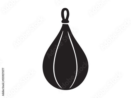 Black silhouette of a boxing speed bag isolated on white background, graphic illustration. concept of fitness, sports equipment, training tool, gym accessory, exercise.