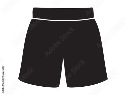 Black silhouette of boxing shorts isolated on white background, graphic illustration. concept of boxing apparel, sportswear, icon, logo, design element