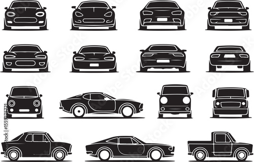 Classic and Modern Car Silhouettes Collection