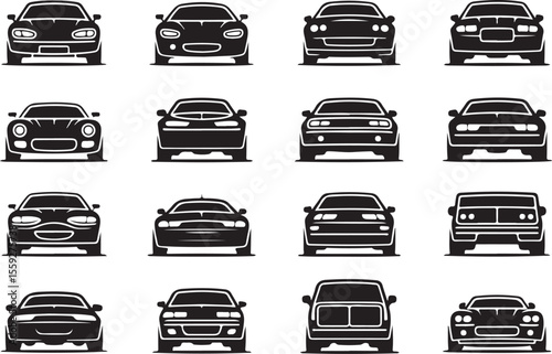 Front View Car Silhouettes and Icons