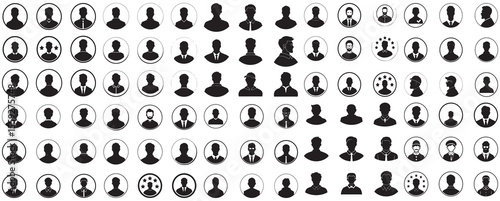 User Interface Male Profile Icons - A large set of headshot symbols and avatars for web and mobile applications