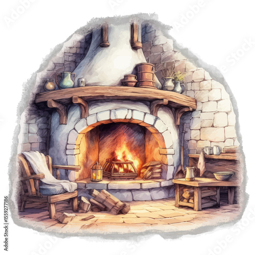 fireplace with burning logs