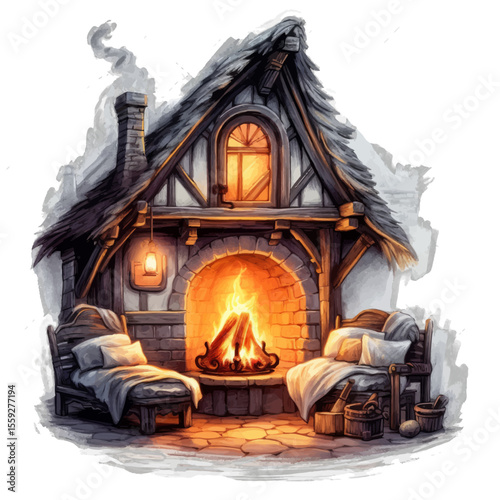 halloween pumpkin with fireplace