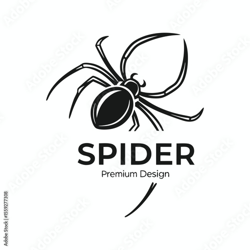 Stylized spider logo design, premium vector emblem for branding and tech projects