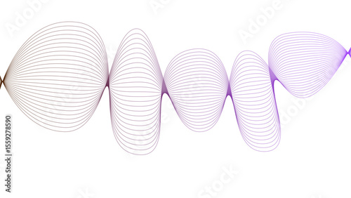 Vector curvy abstract line art wavy flowing dynamic colorful lines white background in concept music or sound, wave, wind, information flow