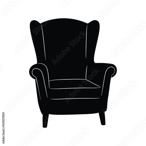 Stylish black leather armchair isolated on white, a comfortable and classic luxury furniture design
