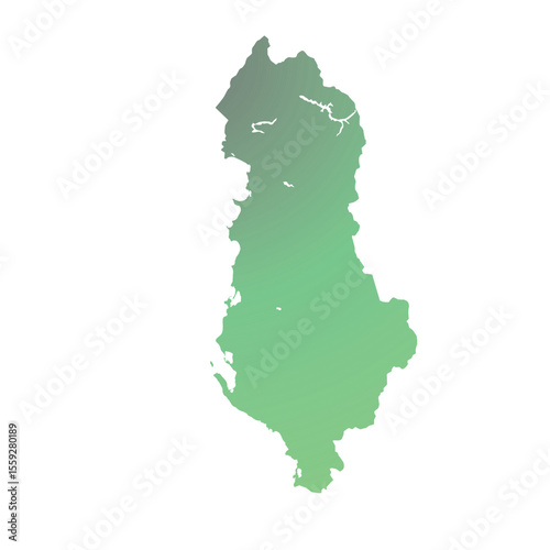 Map of Albania, sign silhouette. World Map Globe. Vector Illustration isolated on white background. Europe continent.