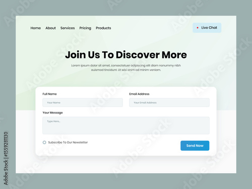 Modern Minimalist Contact Page UI Template for Responsive Website Design