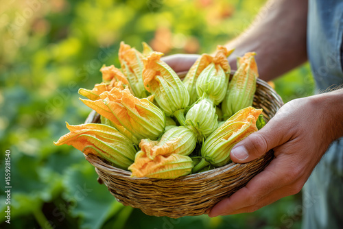 Freshly Harvested Squash Blossoms Held in Hand – Organic Farm Produce