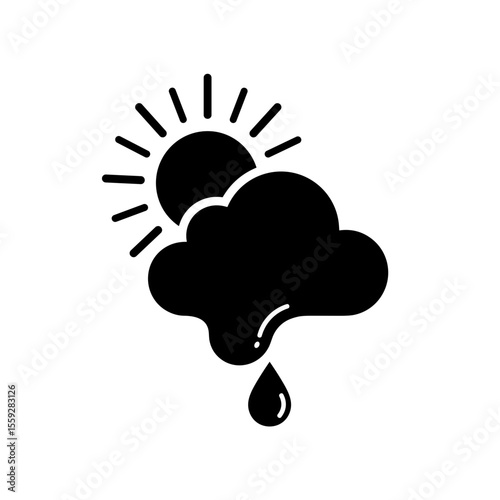 Cloud sun and water drop icon representing weather change