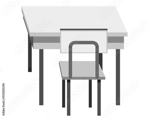 Simple Desk and Chair for School or Office Environment