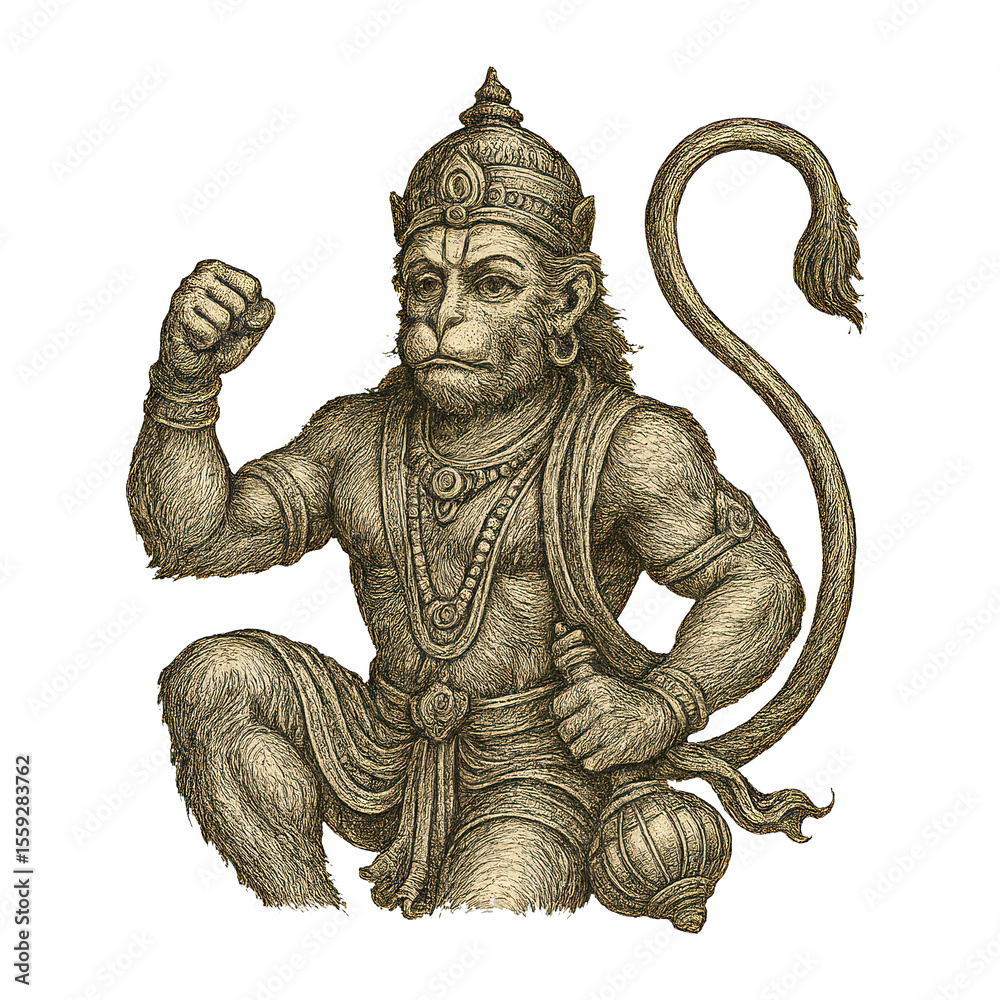 Fototapeta premium PNG Mythical monkey warrior illustration