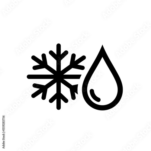 Snowflake and drop icon symbolizing thaw and temperature shift