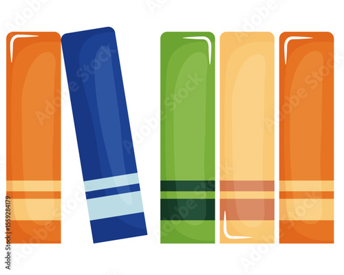 Row of Colorful Books Standing Upright