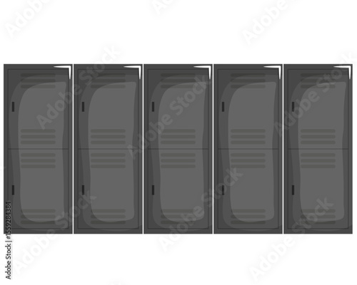Row of Dark Grey School or Gym Lockers