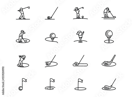 Golf Icons A Collection of Line Art Golf Illustrations for Websites and Apps