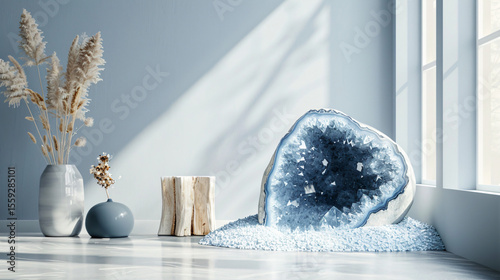 Elegant Blue Geode in Stylish Room