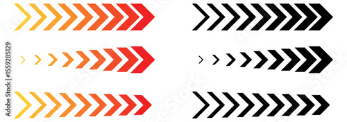 colourful arrow. dynamic moving arrow representing speed, acceleration, fast. transparent png and vector illustration.