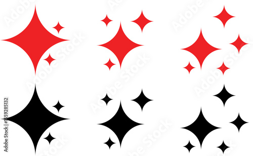 sparkle star icon set. simple star burst symbol. transparent png and vector illustration.
