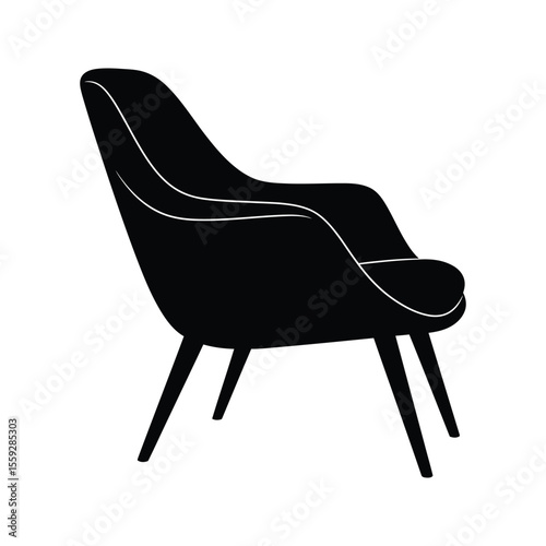 A comfortable black leather armchair, an isolated furniture object, perfect for any office or home interior design