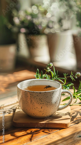 Speckled Ceramic Mug with Herbal Brew
