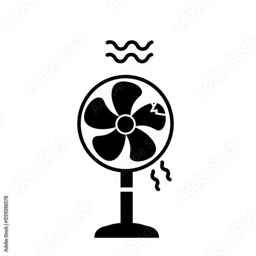 Overheated broken fan icon representing extreme summer heat