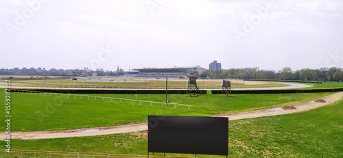 Empty horse racing track for galloping horses