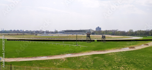 Empty horse racing track for galloping horses