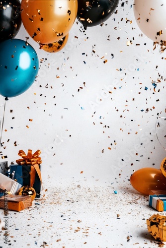 Colorful Balloons and Confetti Create a Festive Atmosphere for a Celebration ...