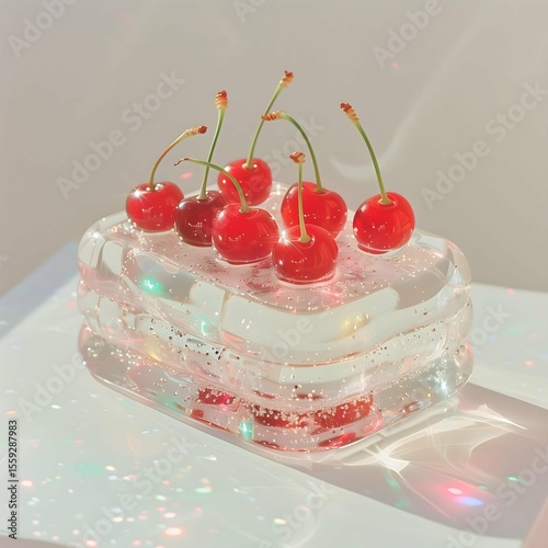 cherry jelly cake aesthetic food image ethereal visuals gourmet dessert