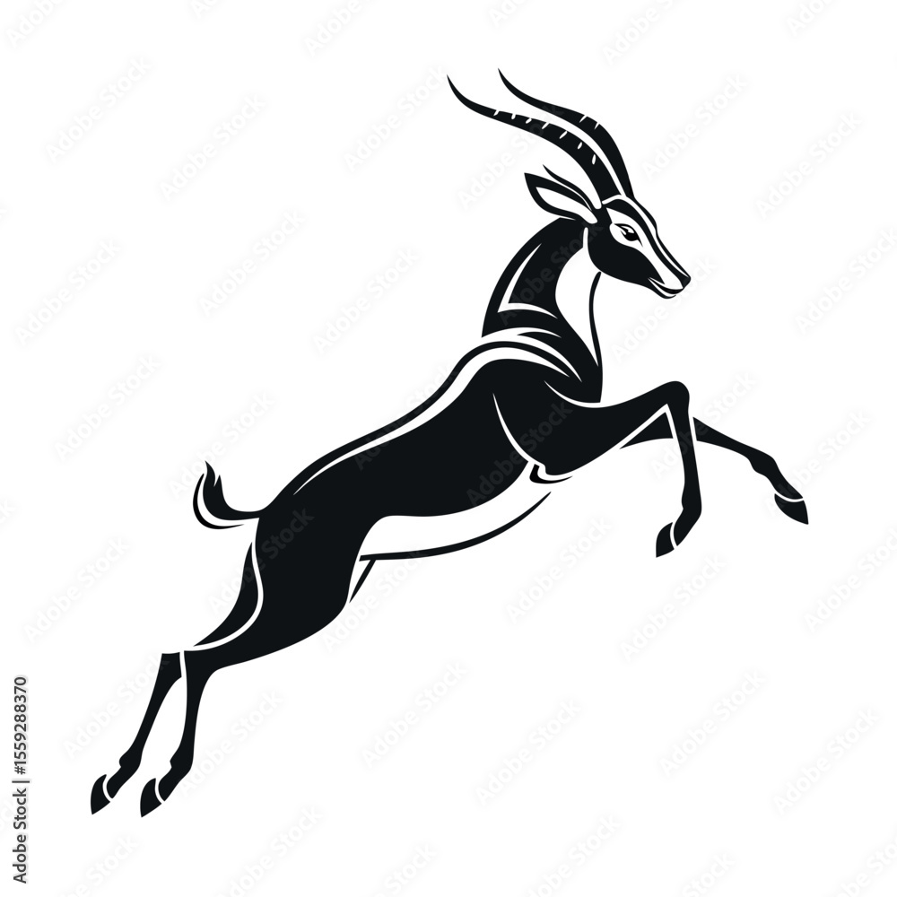 Fototapeta premium Majestic Gazelle in Mid-Leap A Stunning Black and White Illustration of Grace and Power