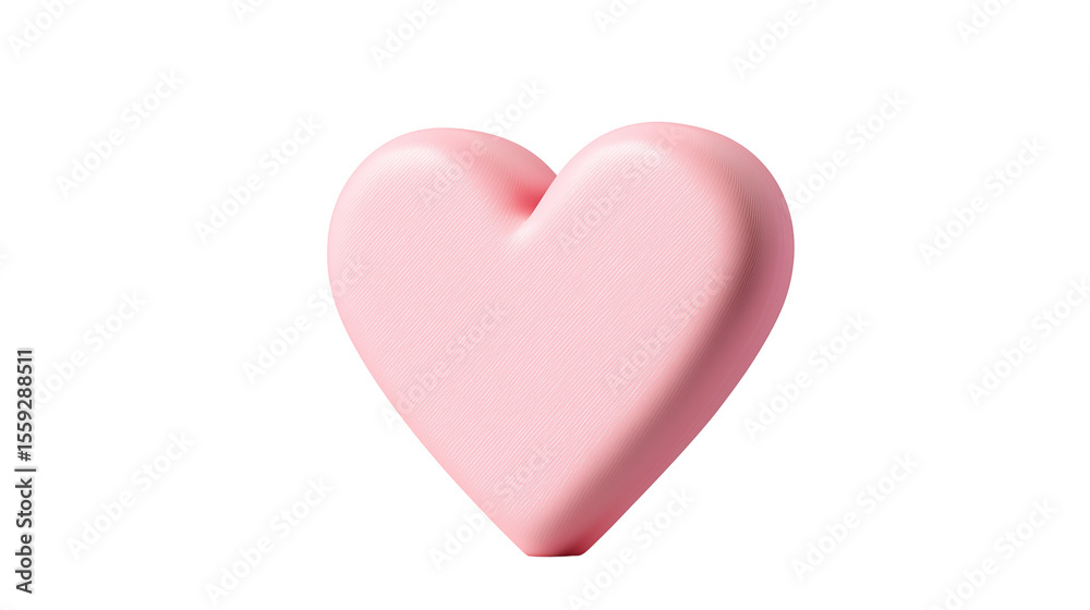 Fototapeta premium Heart-shaped like icon in bold 3D design, pastel pink, on white PNG background
