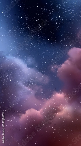 Beautiful Cosmic Background Filled With Stars and Clouds in Deep Space During...