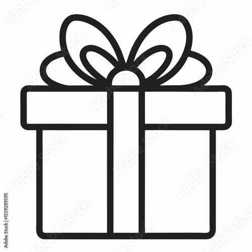 Parents Day gift box icon, outline style, ribbon bow, minimal design, festive, vector illustration graphic
