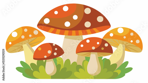 Group of mushrooms as vector illustration.