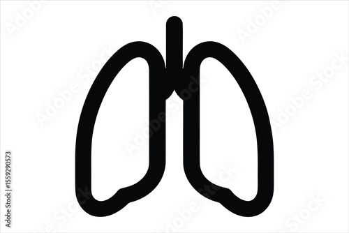 Stylized black silhouette of human lungs on a white background