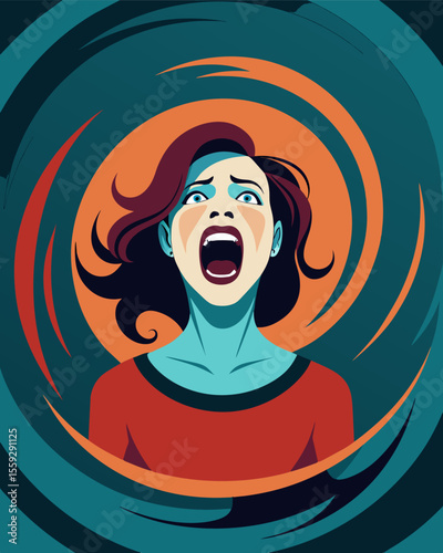 The emotional vortex threatened to swallow her whole pulling her back and forth between moments of intense joy and deep despair.. Vector illustration