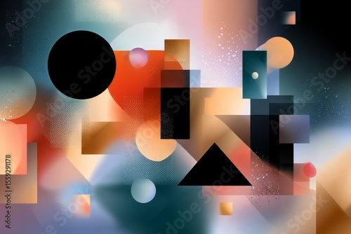 Abstract Geometric Shapes Create Vibrant Harmony in Modern Digital Art Compos...
