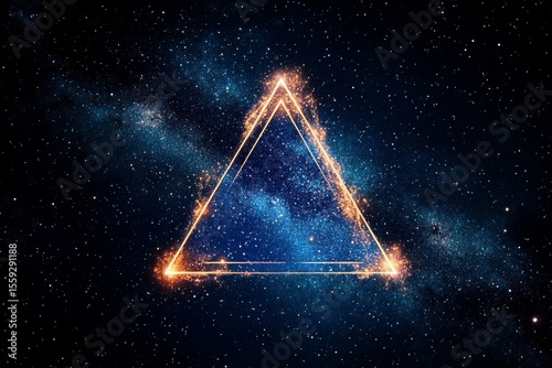 Illuminated Triangle Against a Starry Night Sky Creates a Striking Cosmic Effect